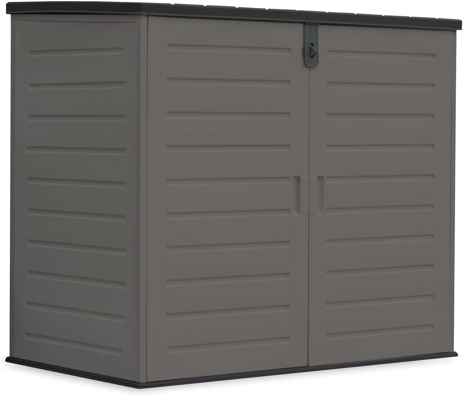 Wasabi Gartenhaus, 140 × 82 × 124 cm, Stauraum, Mülltonnenbox aus Harz 1170L, Doppeltür und klappbarer Deckel, Metallrahmen