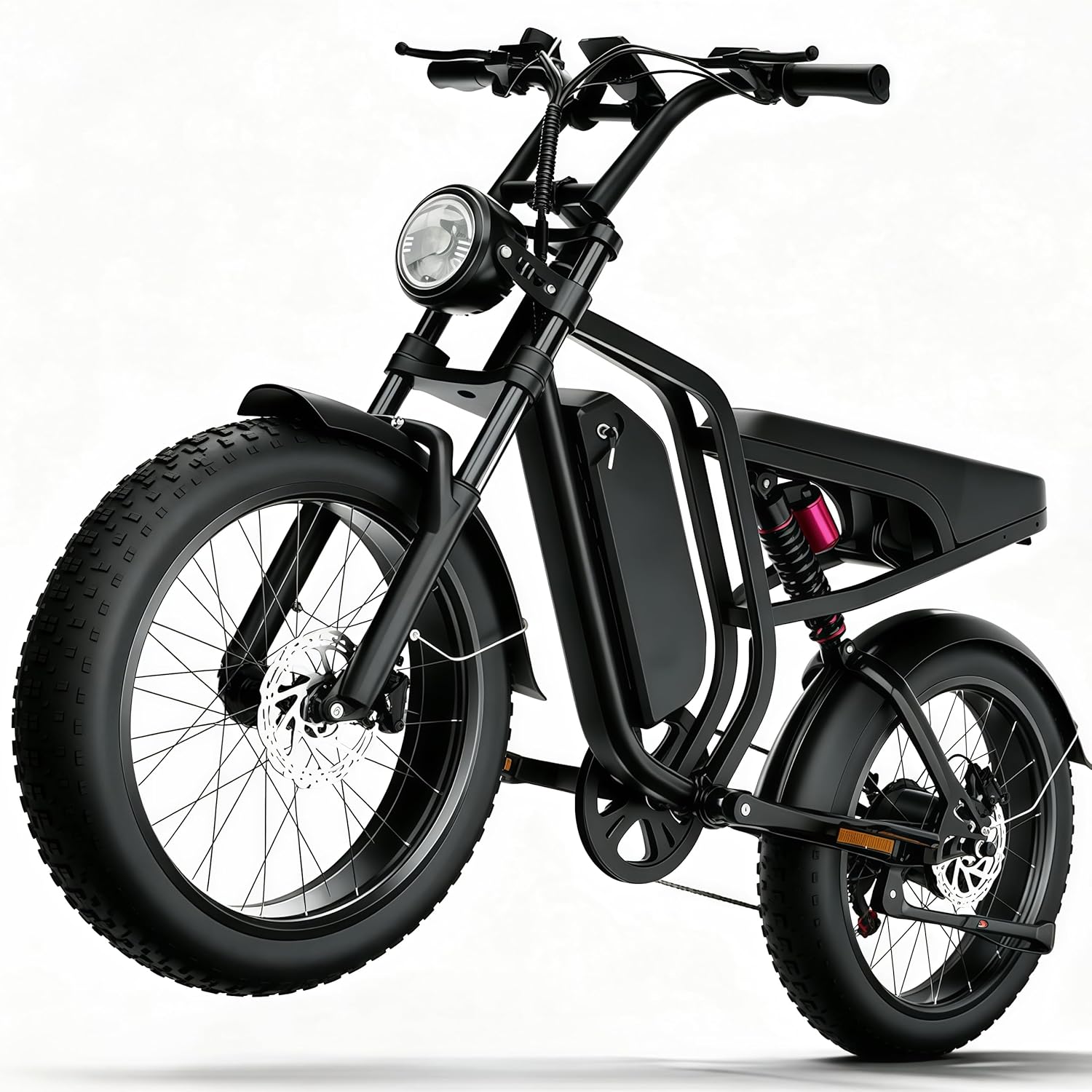 DEEPOWER E-Bike Für Erwachsene Tisch, Display, 48V/52V 20Ah Abnehmbarer Akku, Bis Zu 60-110 KM Reichweite, 20 Zoll Fat Tire, Shimano 7-Gang