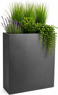Pflanzwerk Divider hoher Pflanzkübel und Raumteiler, 92 × 80 × 30 cm, Anthrazit, handgefertigt, frostbeständig, UV-Schutz, Ablaufloch