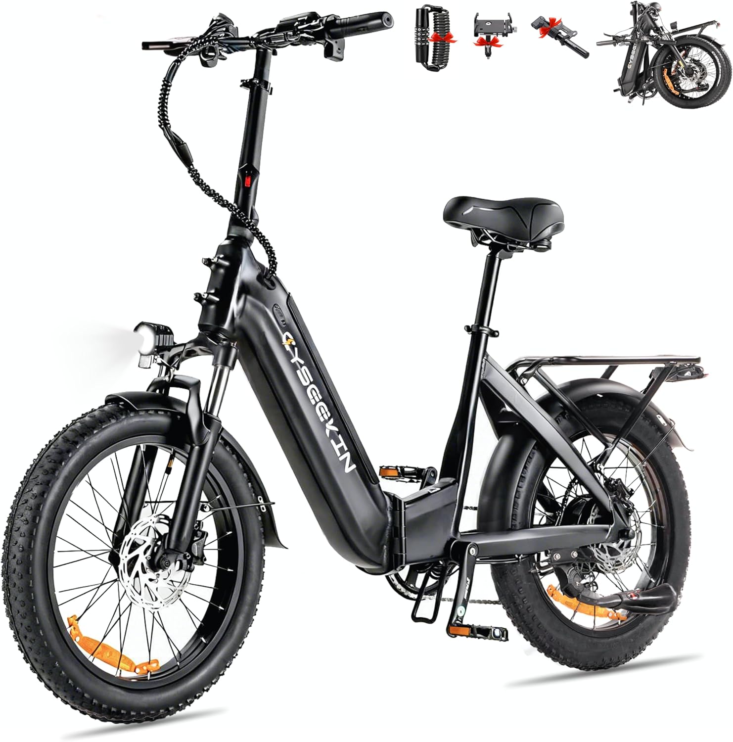 C20 E Bike Klapprad Fahrrad, 250 W Motor 25km/h Ebike, Stauraum, 20 × 3.0 Fatbike mit Hydraulische Bremsen, 48V 15.6Ah Akku bis 120km, verstellbar