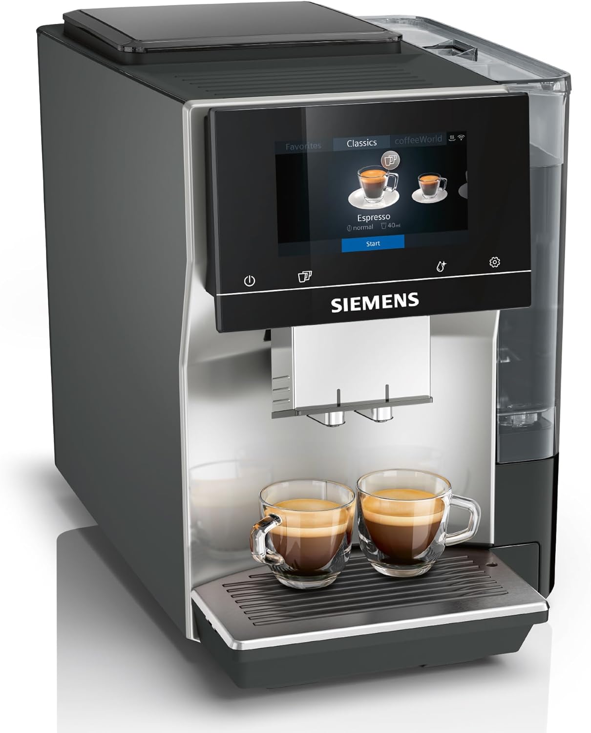 Siemens Kaffeevollautomat, großes farbiges TFT-Display, Steuerung per App, App-Steuerung, 36 Heiß- und Kaltgetränke, 10 Favoriten, 2-Tassen-Funktion