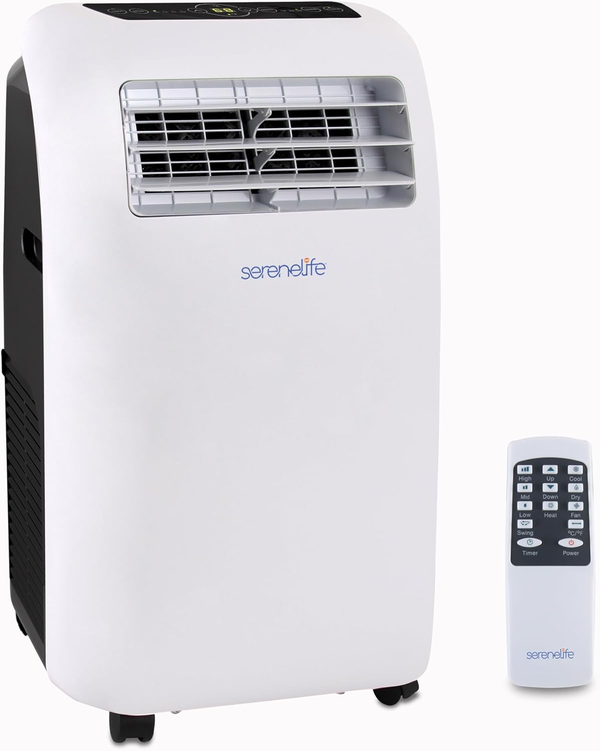 SereneLife Klimaanlage, Fenster-Montage 9,000 BTU, Fernbedienung & Kit für Räume bis 42 m², Timer, Luftentfeuchter + Heizung, Entfeuchten
