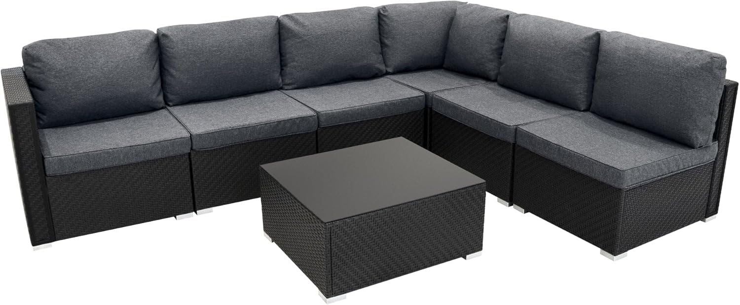 Rattan Modulares Gartenmöbel, 5-Sitzer Sofa