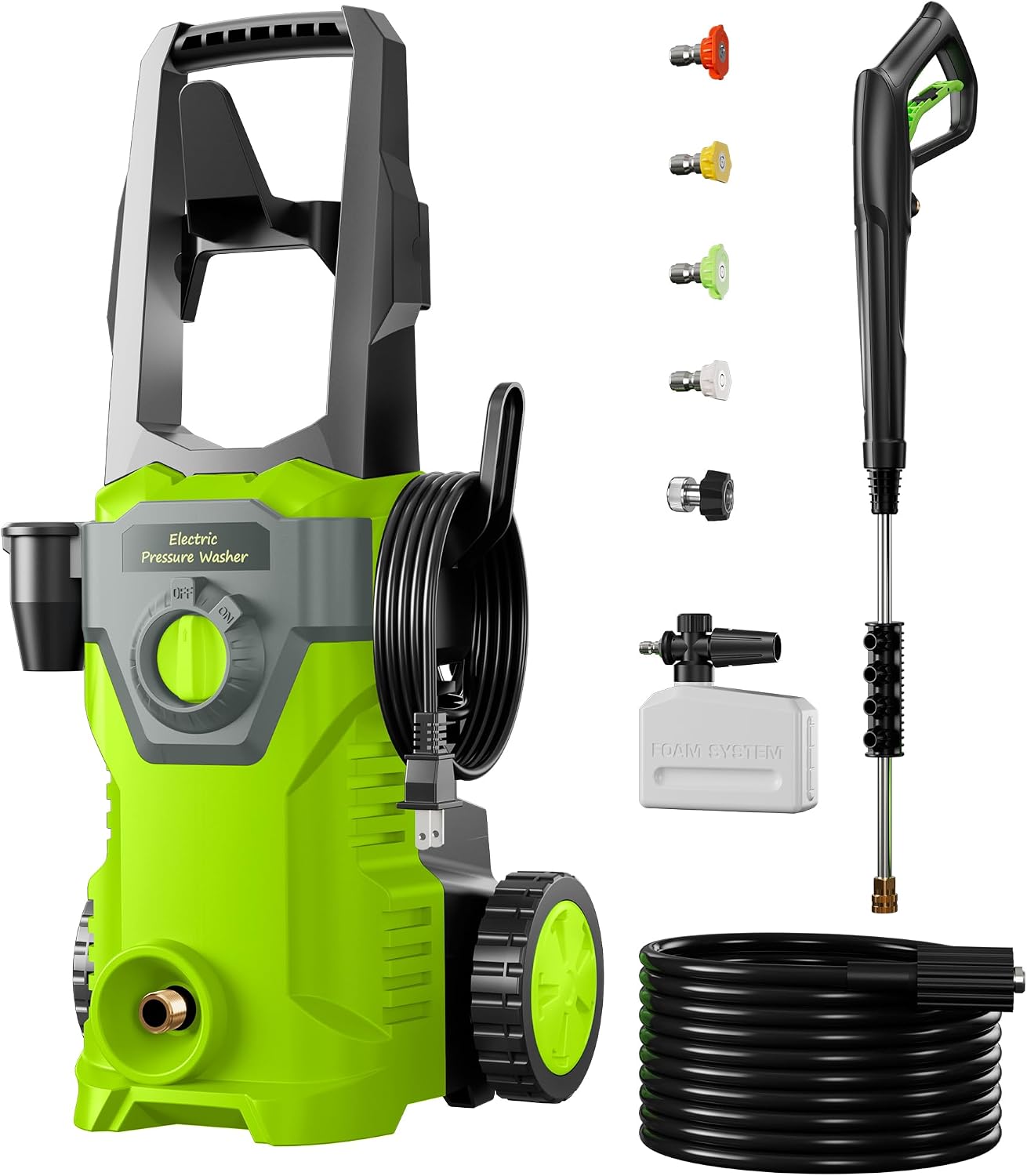 ETOOLAB Hochdruckreiniger, Fördermenge: 450 l/h, 1800 W Motor ist leicht und wendig, Druck: max. 160 bar, 7 m Schlauch, 5 m Kabel, 4-in-1-Düse
