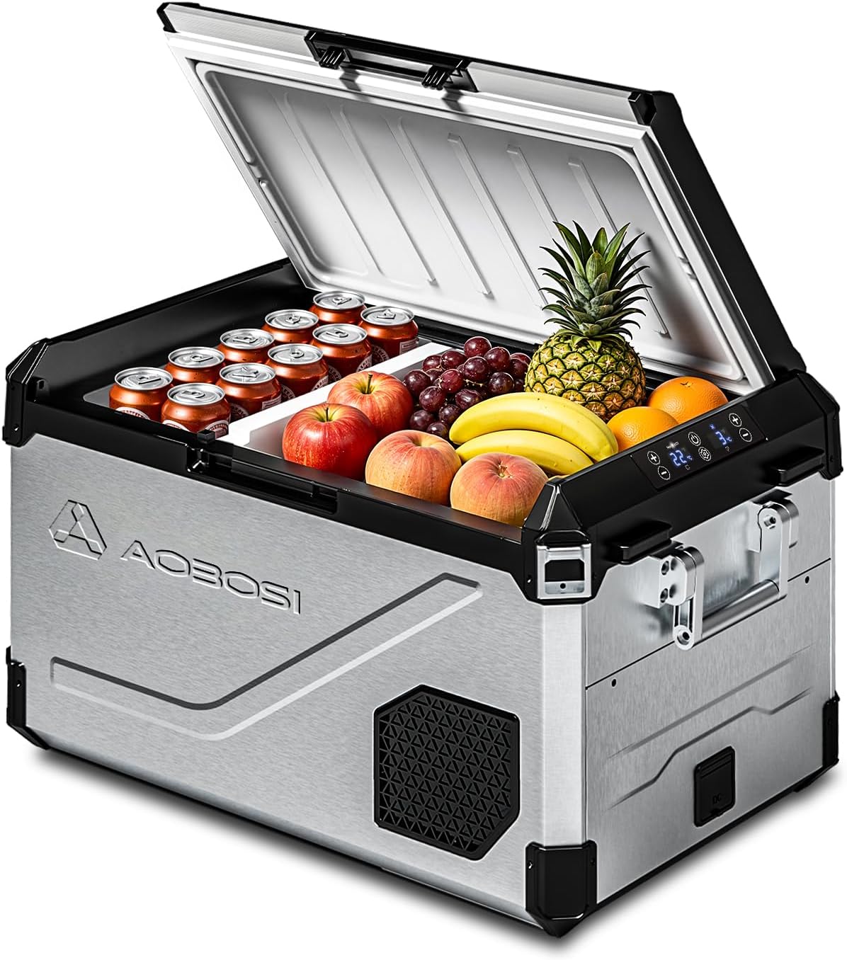 AAOBOSI 45L Kompressor Kühlbox, App-Steuerung, LED-Beleuchtung, Schnellkühlen
