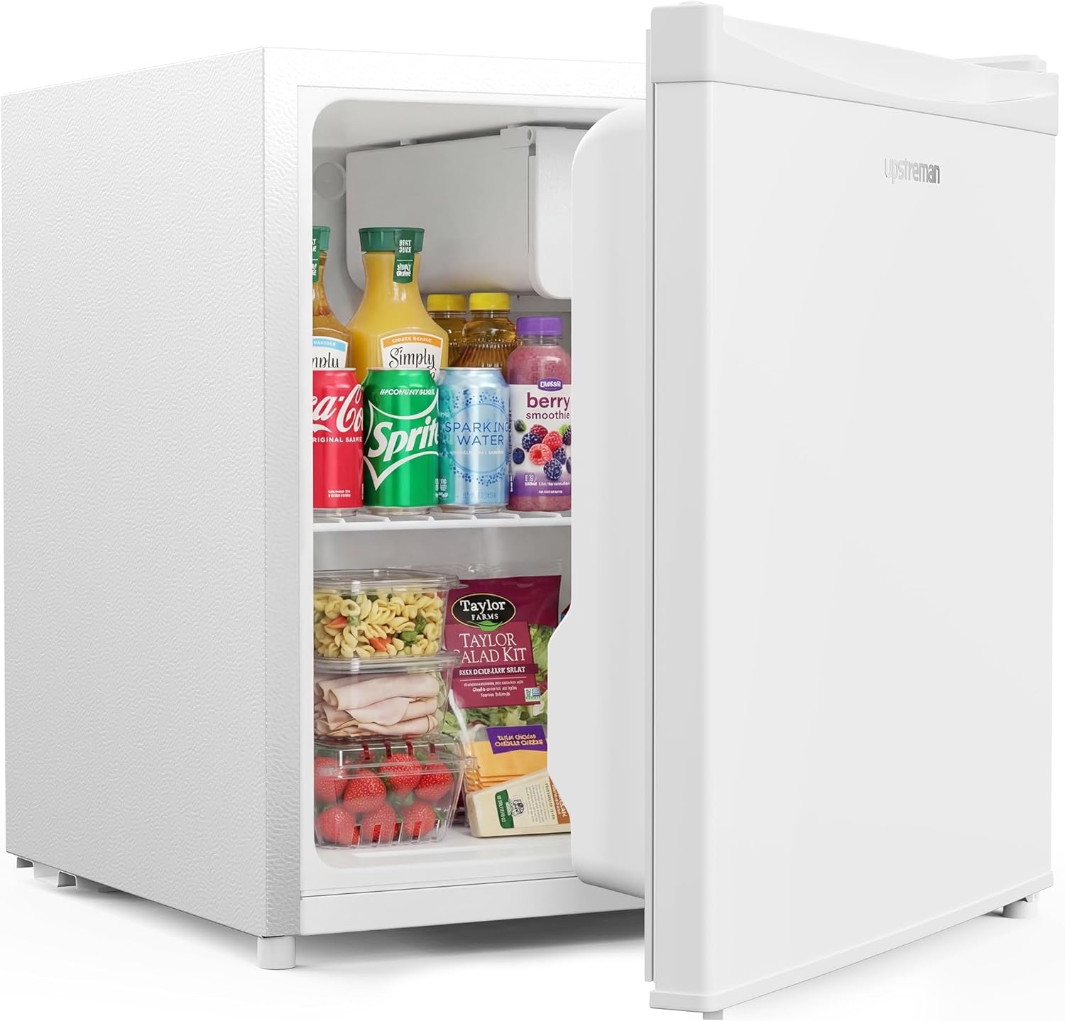 Upstreman Mini Kühlschrank, 41 dB, Stauraum, Kühlschrank Klein für Wohnheim, Weiß-FR17, Vor- und Rücklauf