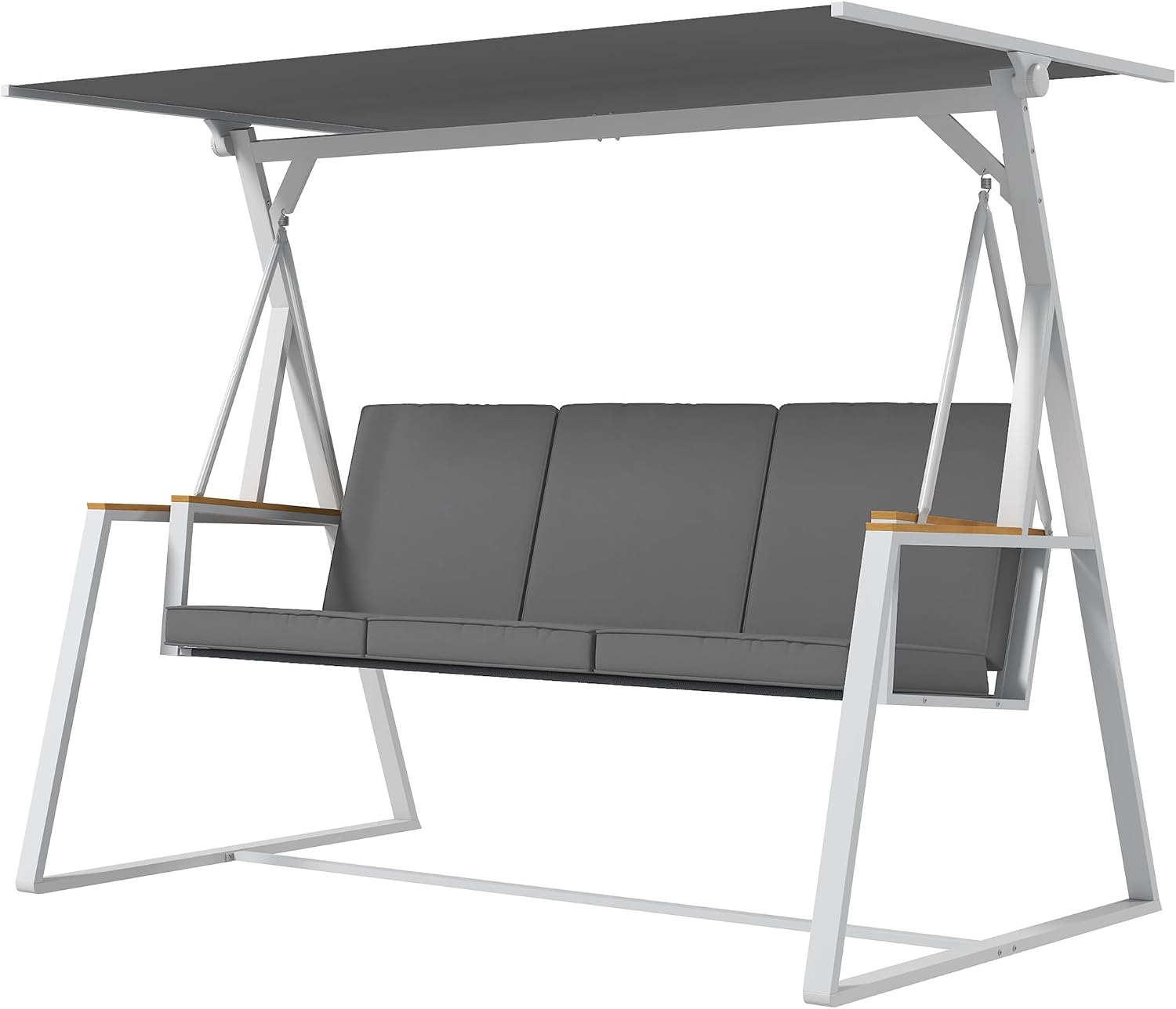 Outsunny Gartenschaukel, 3-Sitzer, mit Dach, verstellbare Neigung, Matratze, 205 × 130 × 175 cm, 3-Sitzer, verstellbare Neigung