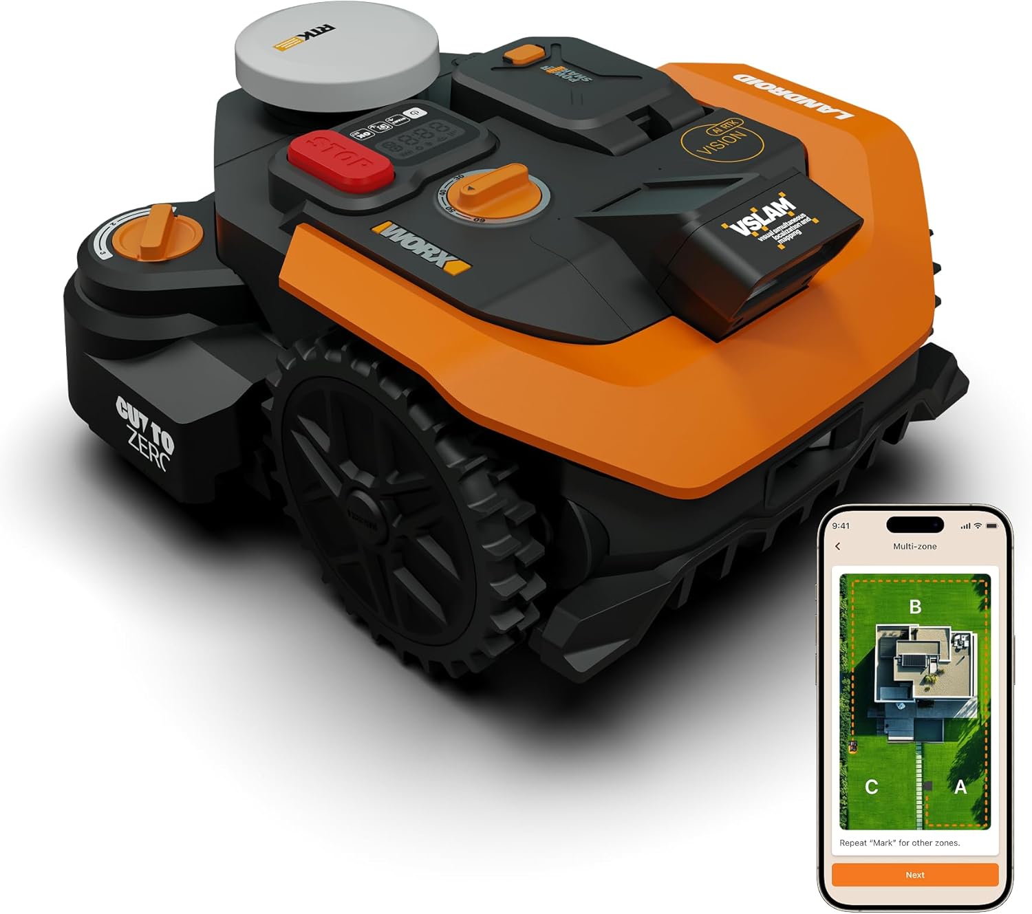 WORX Landroid Vision Cloud WR308E 2WD Mähroboter, App-Steuerung, Auto-Mapping