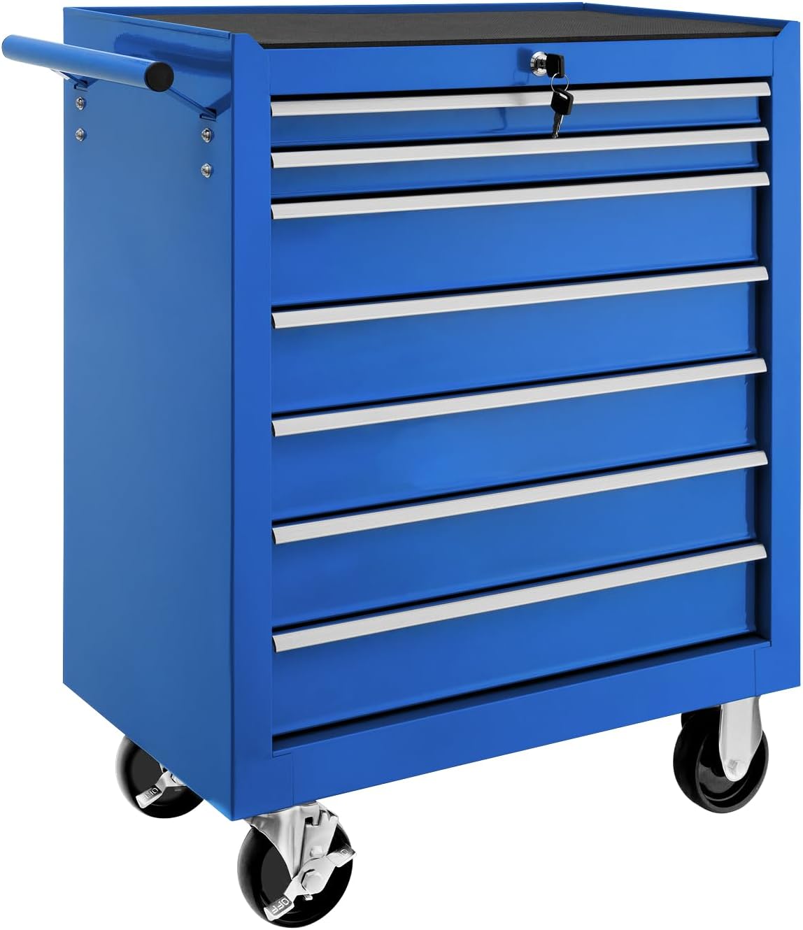 tectake Werkzeugwagen Schrank, 69 × 33 × 79 cm, Stauraum, 7 Schubfächer, 2 Schlüssel