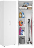 Bellamio Apol Besenschrank, Allzweckschrank 176 × 33 × 60 cm, Flurschrank mit Stauraum, Putzschrank aus Holz