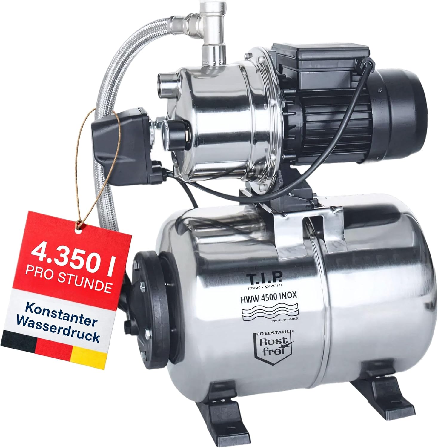 T. I. P. Hauswasserwerk HWW 4500 INOX aus Edelstahl, 4350 l
