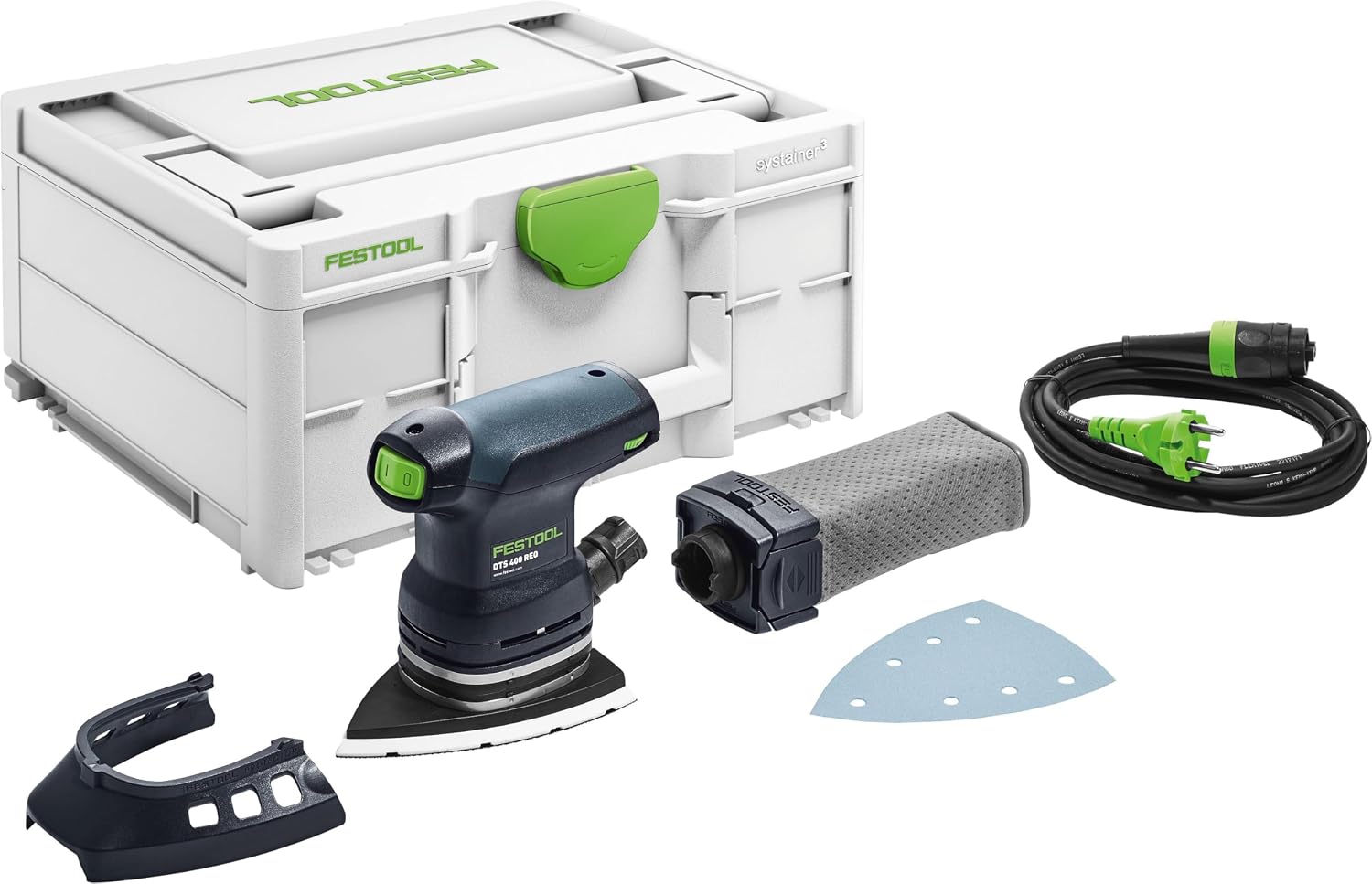 Festool Deltaschleifer DTS 400 REQ-Plus im Systainer, 250 W, Stauraum, Dreieckschleifer mit StickFix Schleifschuh 100 × 150 mm