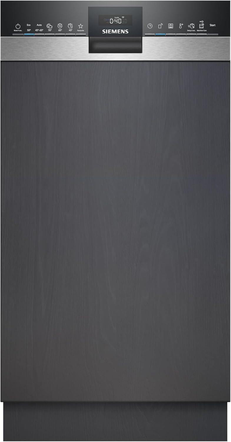 Siemens SR53HS74KE, iQ300, Smarter teilintegrierter Geschirrspüler, 45 cm, 44 dB, 8,9 l, LED-Innenbeleuchtung, Stauraum, iQ300, Edelstahl